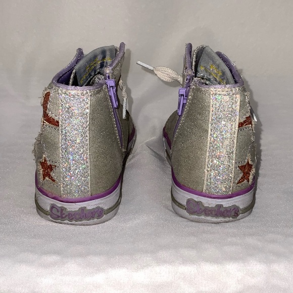 Girl’s Skechers Gold Glitter Stars Twinkle Toes Size 10 - Picture 3 of 5